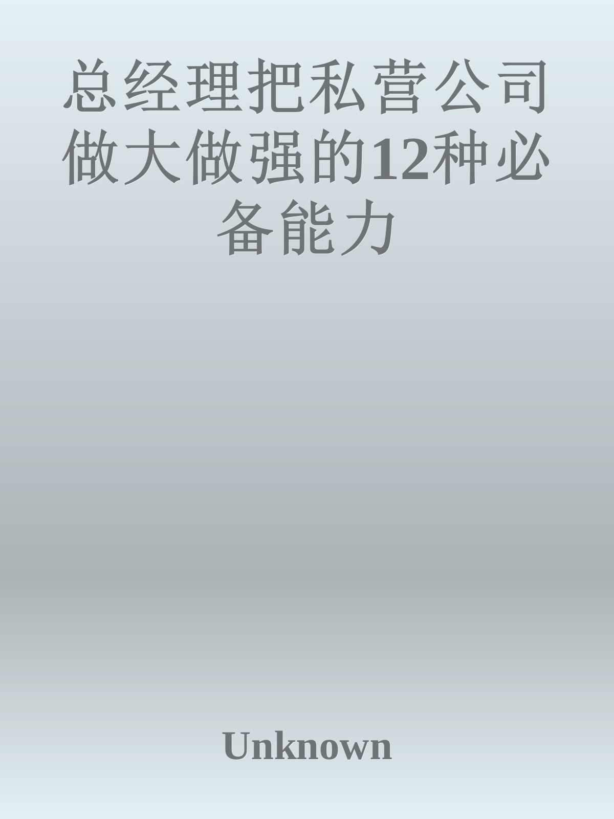 总经理把私营公司做大做强的12种必备能力